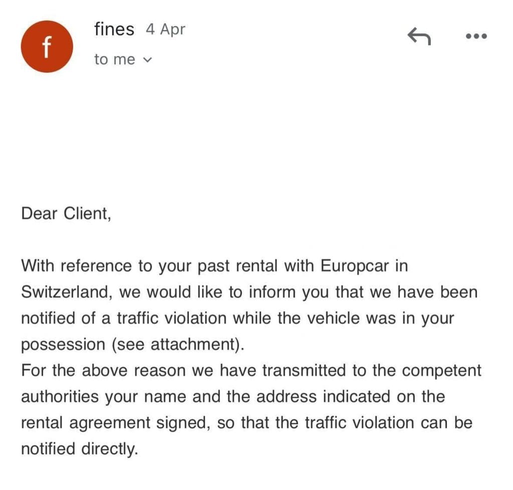 surat tilang dari europcar