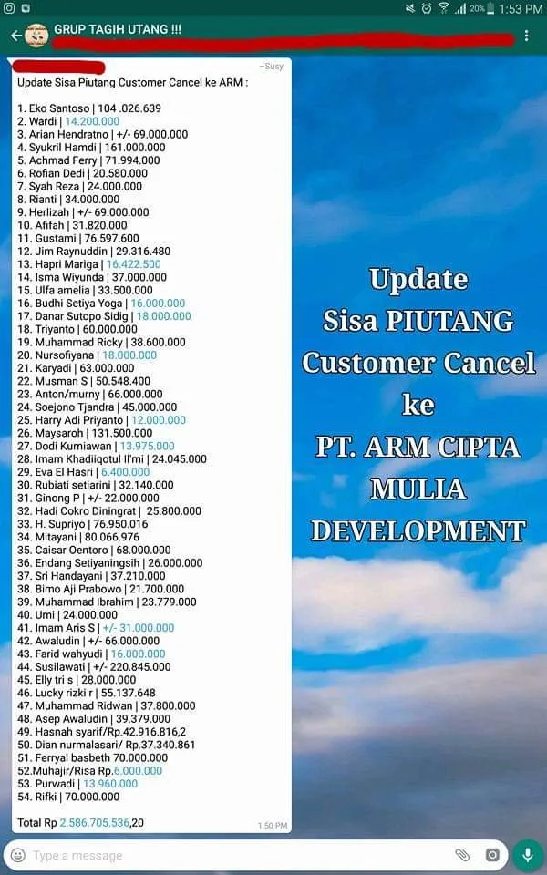 List korban perumahan the new alexandria, sampai milyaran rupiah