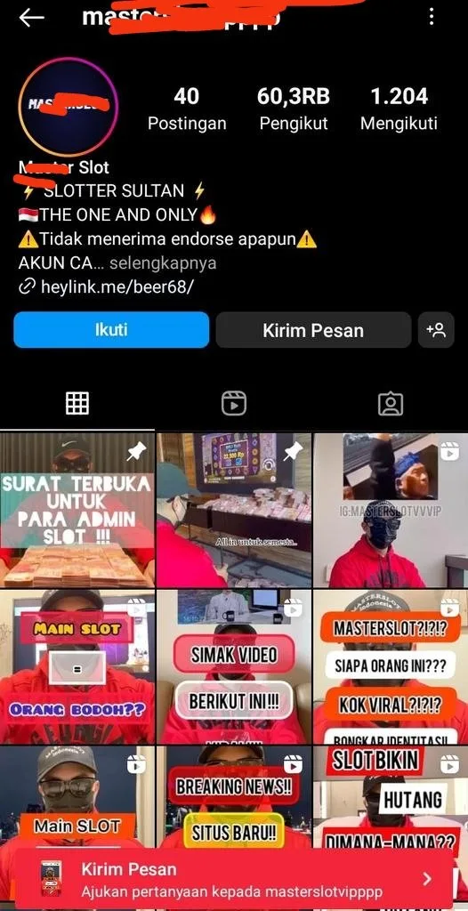 Akun media sosial slot online