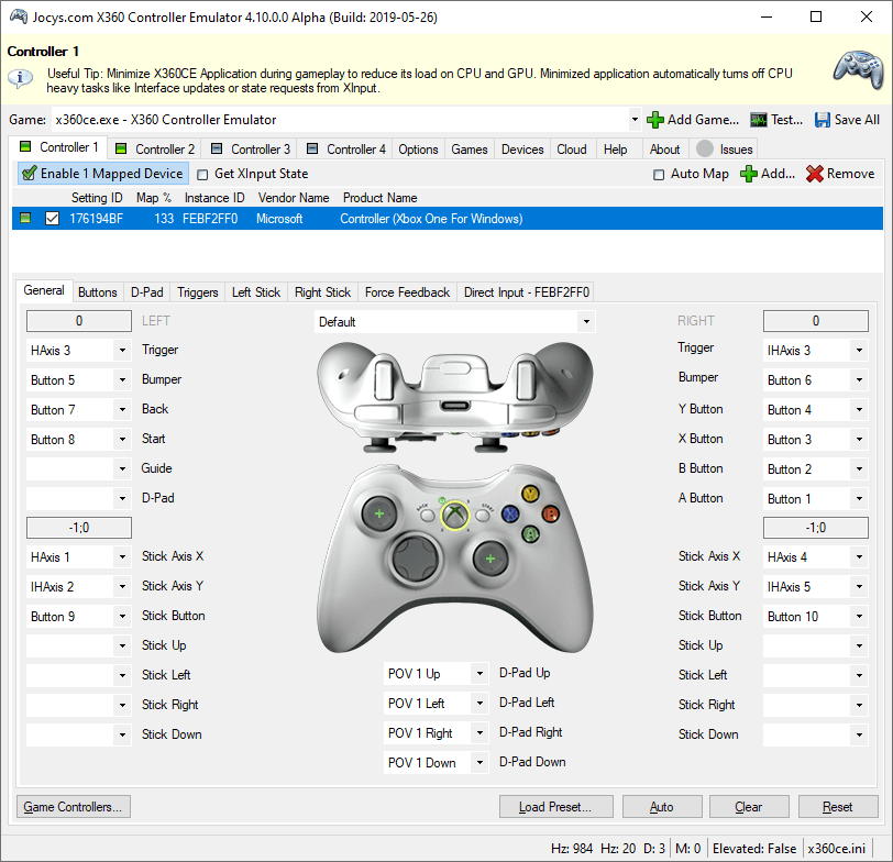 emulator controller X360CE