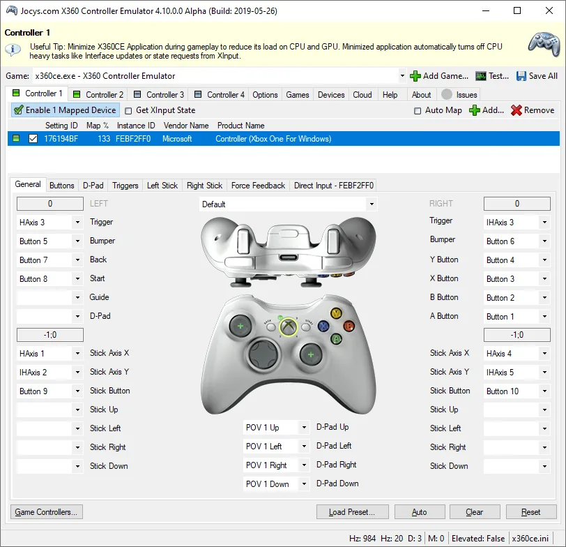 emulator controller X360CE