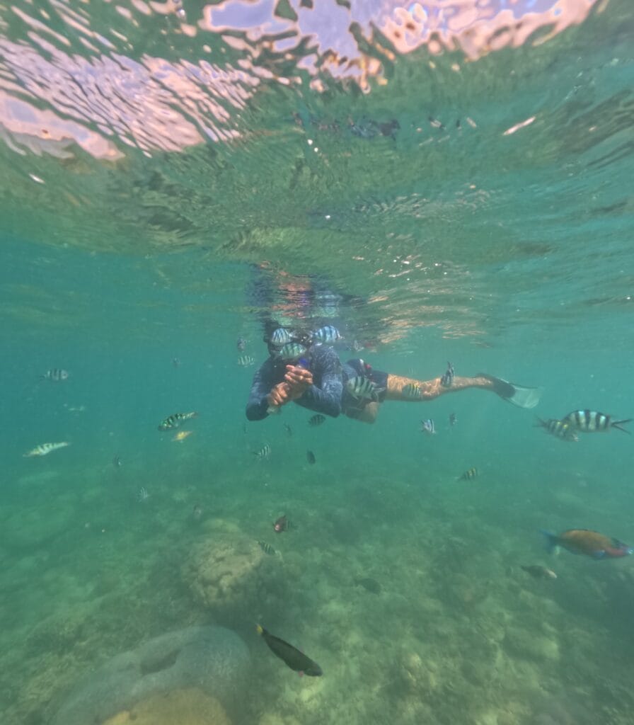Di gili nanggu di laut dangkalnya sudah dapat melihat ikan