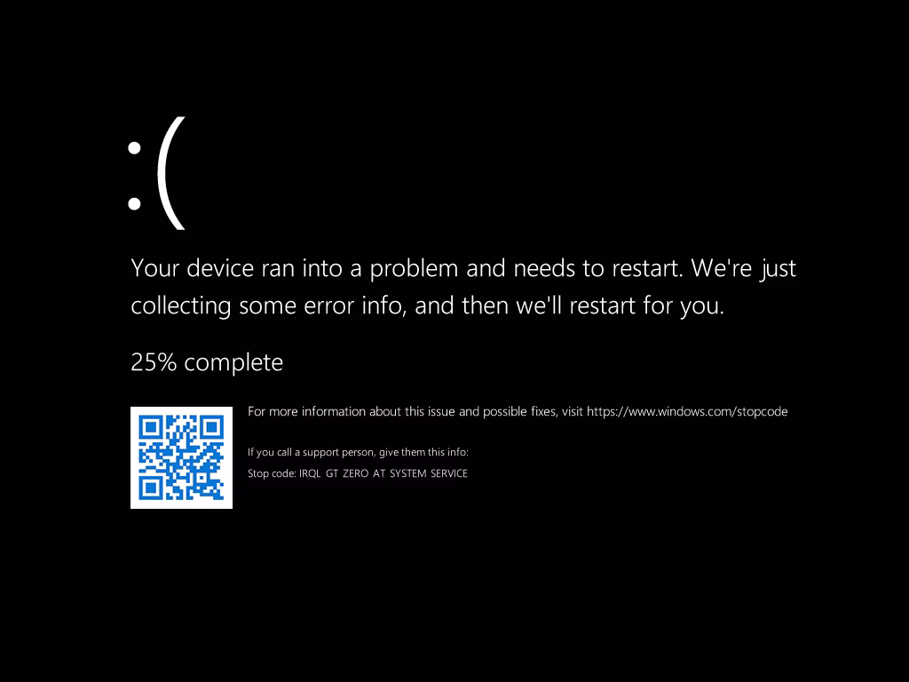BSOD di Windows Digantikan Layar Error Berwarna Hitam